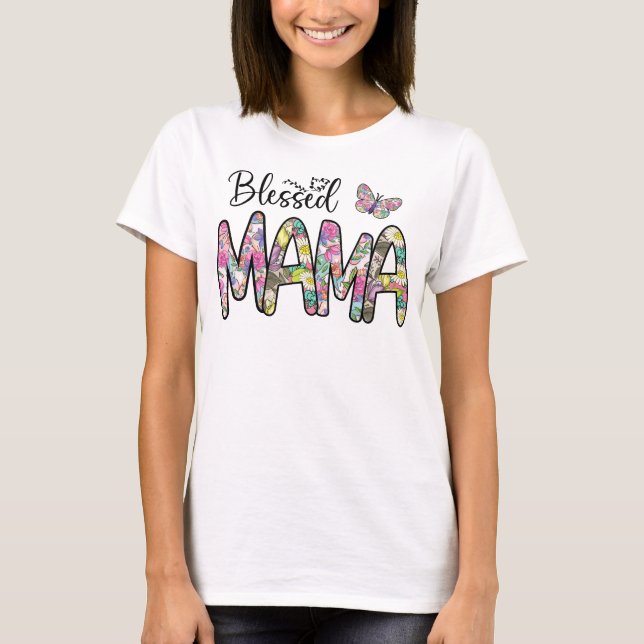 Mama-Blume-Schmetterling T-Shirt (Vorderseite)
