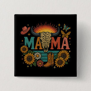 Mama Blume Stickerei Design Cowgirl Boho Mama Button