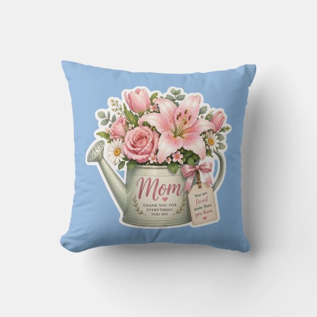 Mama Blumen Gießkanne Kissen (Vorderseite)