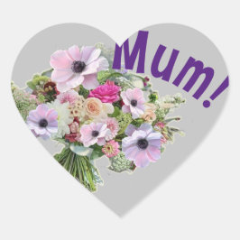 Mama! Blumen Herz-Aufkleber
