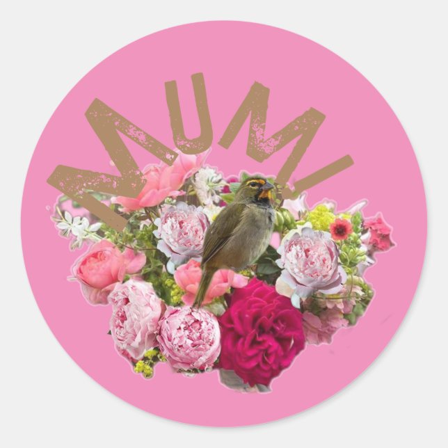 Mama! Blumen Runder Aufkleber (Vorderseite)