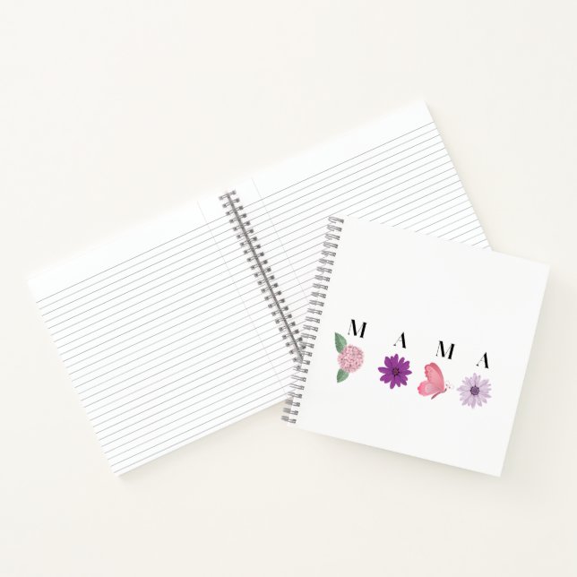 MAMA-Blumen-Überteller – Muttertag, Geburtstagsges Notizbuch (Innenseite)