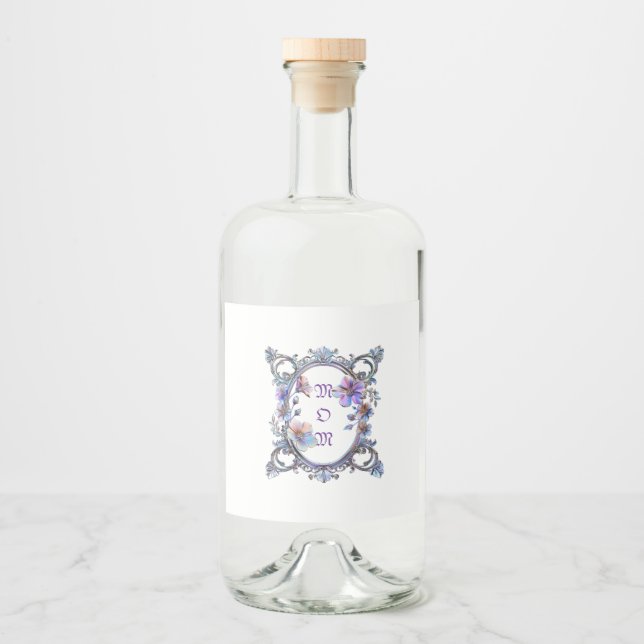 Mama Blumenrahmen Alkoholflaschenetikett (Vorderseite)