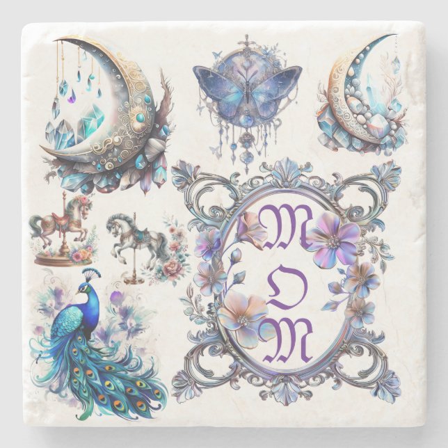 Mama Blumenrahmen Steinuntersetzer (Vorderseite)