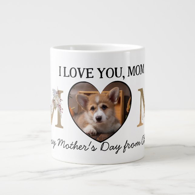 Mama Blumenzauber Foto vom Hund Jumbo-Tasse (Vorderseite)