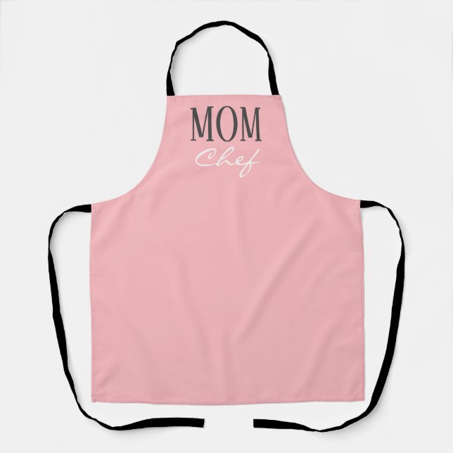 Mama Blush Pink Schwarz-weiß Script Koch Schürze (Vorderseite)