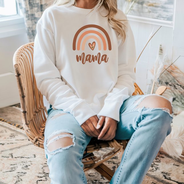 Mama Boho Rainbow Burnt Orange Terracotta Womens Sweatshirt (Von Creator hochgeladen)