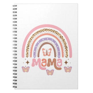 Mama Boho Rainbow mit Schmetterlingen Notizblock