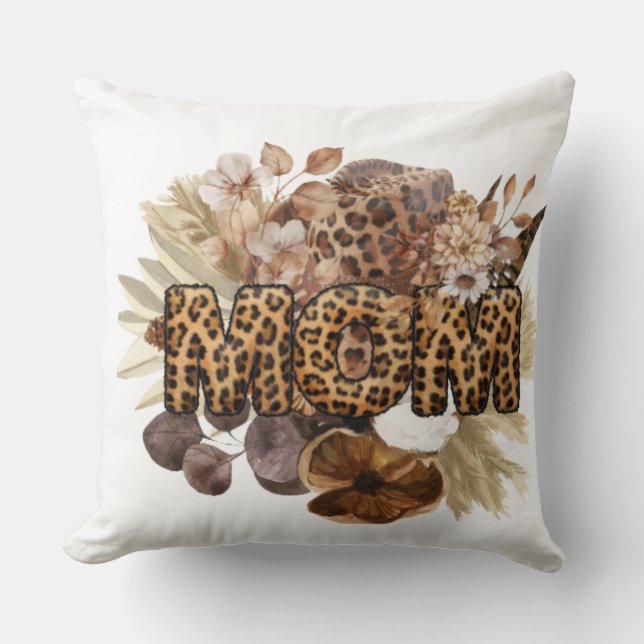 Mama boho, Tier/Blütendruck, doppelseitiges Polste Kissen (Vorderseite)