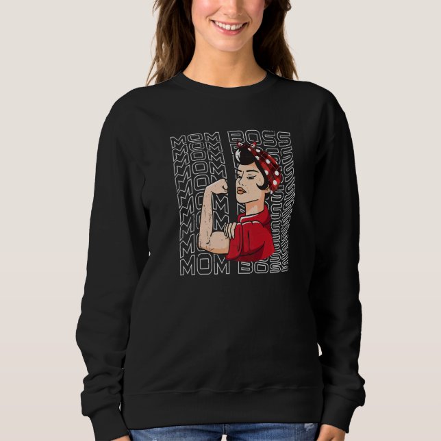 Mama Boss Messy Hair Bun Mütter Day Sweatshirt (Vorderseite)