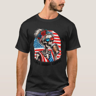 Mama braucht Kaffee American Flag Mama 4. Juli W T-Shirt