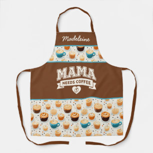 MAMA Braucht Kaffee Braun Weiß Herz Kaffeebohne Schürze