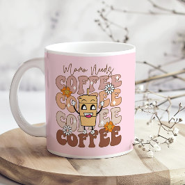 "Mama braucht Kaffee" Retro Pastel Floral Kaffeetasse