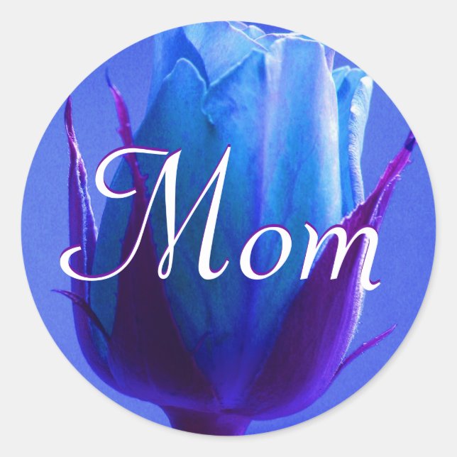 Mama Bright Blue Rose Aufkleber (Vorderseite)