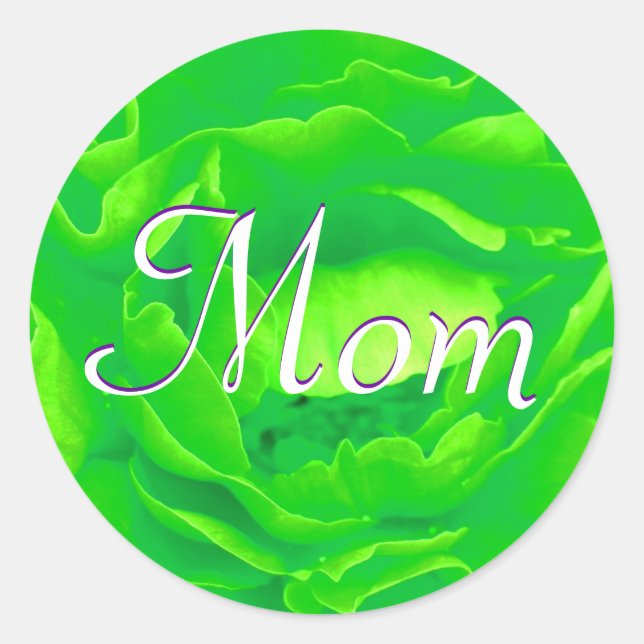 Mama Bright Green Rose Aufkleber (Vorderseite)