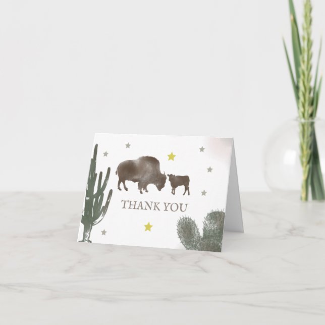 Mama Buffalo Cactus Boy Baby Shower Vielen Dank Dankeskarte (Vorderseite)