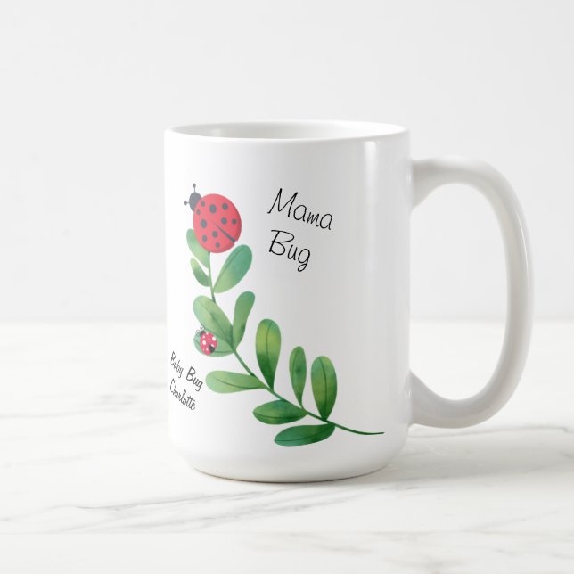 Mama Bug + Baby Bug Kaffee-Tasse mit Pflanze nach  Kaffeetasse (Rechts)