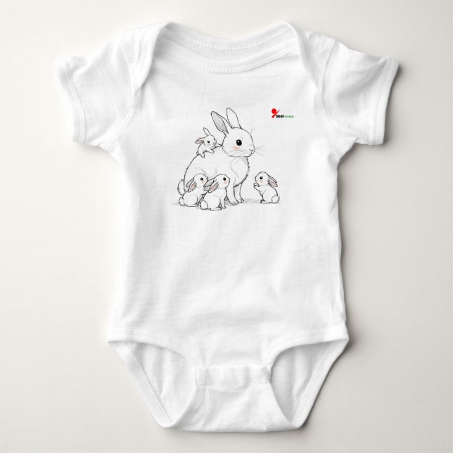 Mama Bunny & Babies Baby Bodysuit Baby Strampler (Vorderseite)