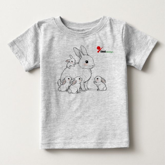 Mama Bunny & Babies Baby T - Shirt (Vorderseite)