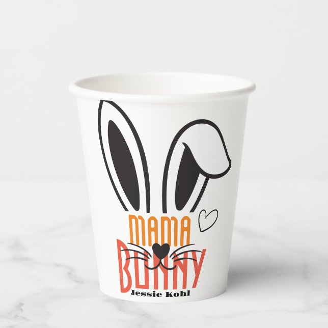 Mama Bunny Oster Elegante niedliche Familie Pappbecher (Vorderseite)