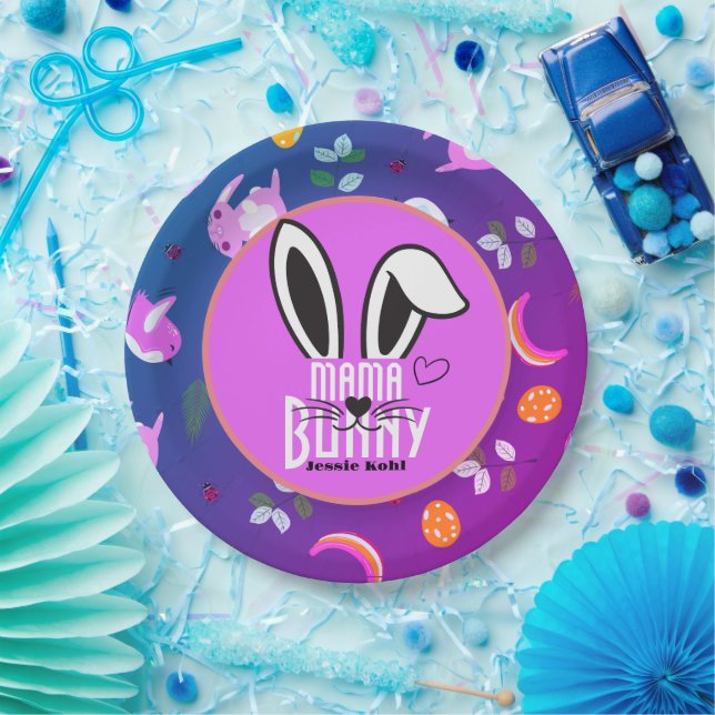 Mama Bunny Oster Elegante niedliche Familie Pappteller (Party)