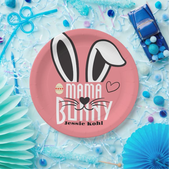Mama Bunny Oster Elegante niedliche Familie Pappteller (Party)