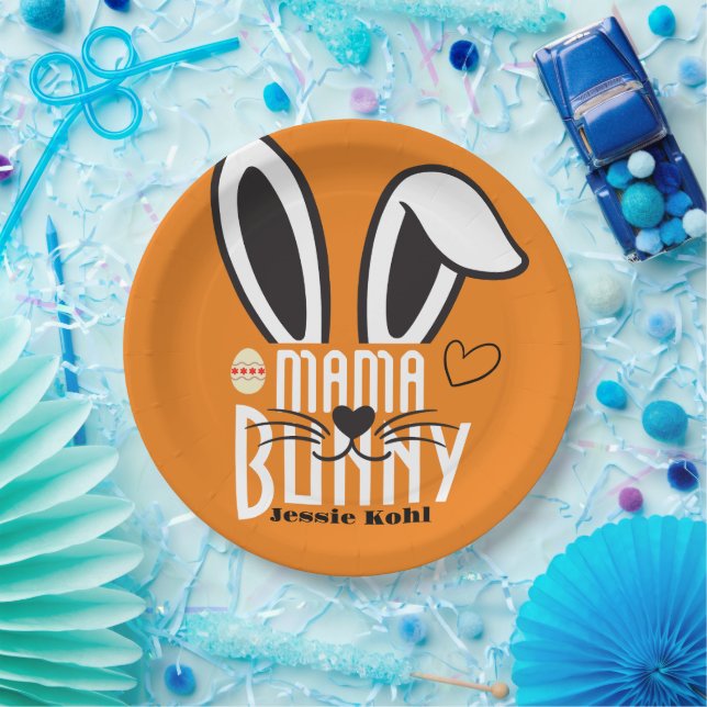 Mama Bunny Oster Elegante niedliche Familie Pappteller (Party)