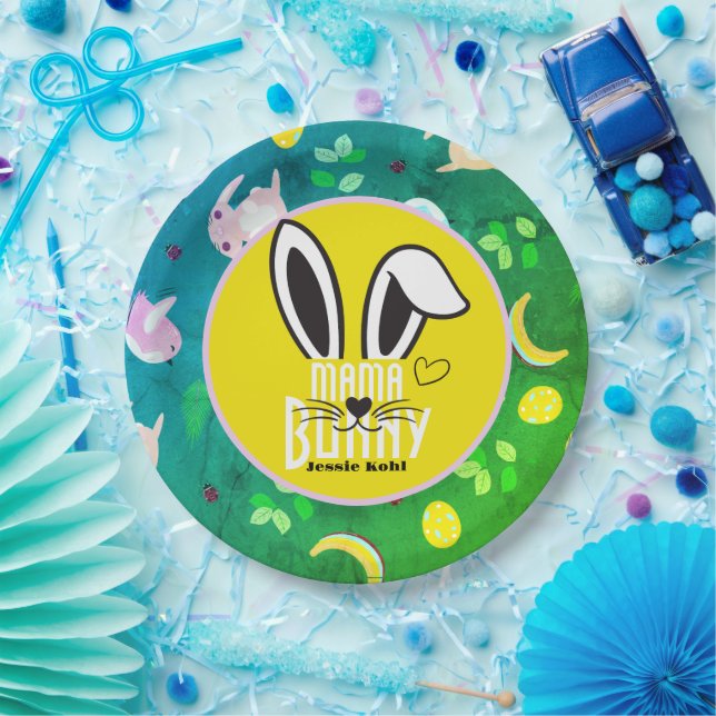 Mama Bunny Oster Elegante niedliche Familie Pappteller (Party)