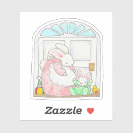 Mama Bunny und Babyaufkleber Aufkleber