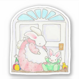 Mama Bunny und Babyaufkleber Aufkleber