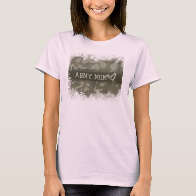 Mama Camouflage Army Herzstück der Liebe T-Shirt (Vorderseite)