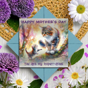 Mama Cat and Baby Mother Day Karte