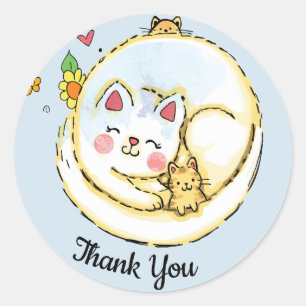 Mama Cat und Kittens Vielen Dank Stickers