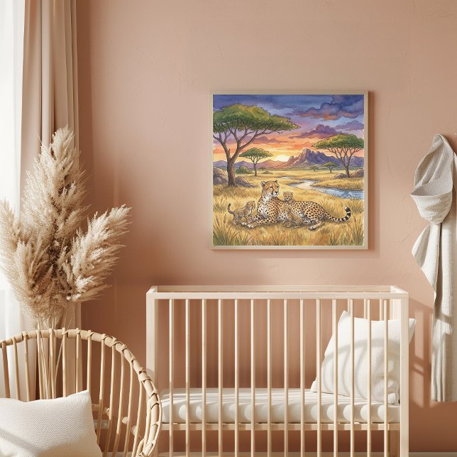 Mama Cheetah und Cubs Nursery Poster (Von Creator hochgeladen)