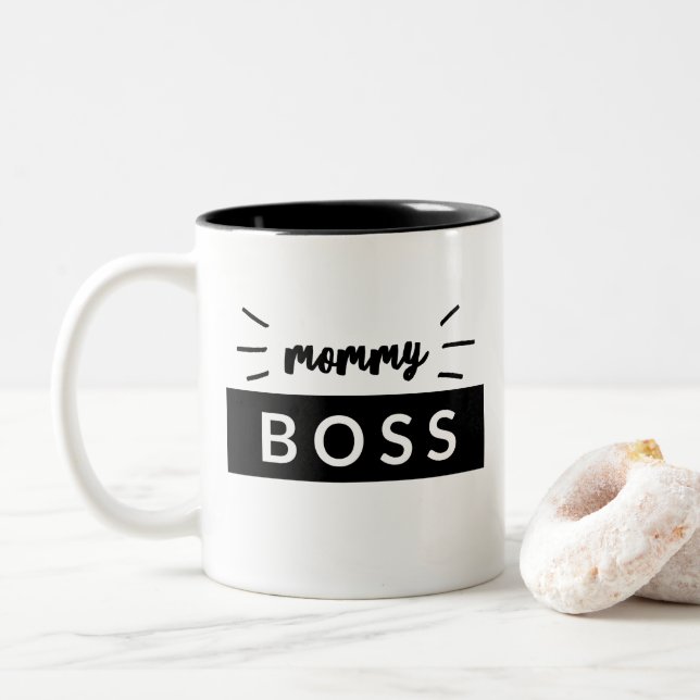 Mama-Chef-Aussagen-zusammenpassende Typografie Zweifarbige Tasse (Mit Donut)