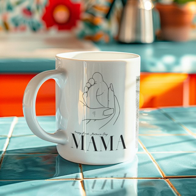 Mama | Chic Boho Lettering 3 Foto Kaffeetasse (Von Creator hochgeladen)