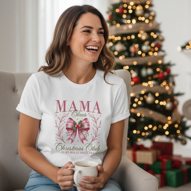 Mama Claus Christmas Club Pink Coquette Bow Tri-Blend Shirt (Von Creator hochgeladen)