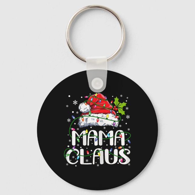 Mama Claus Christmas Lights Pajama Familie Matchin Schlüsselanhänger (Vorderseite)