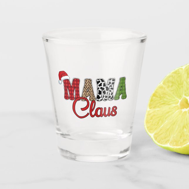 Mama Claus Kariertes Muster-60096 Schnapsglas (Vorderseite)