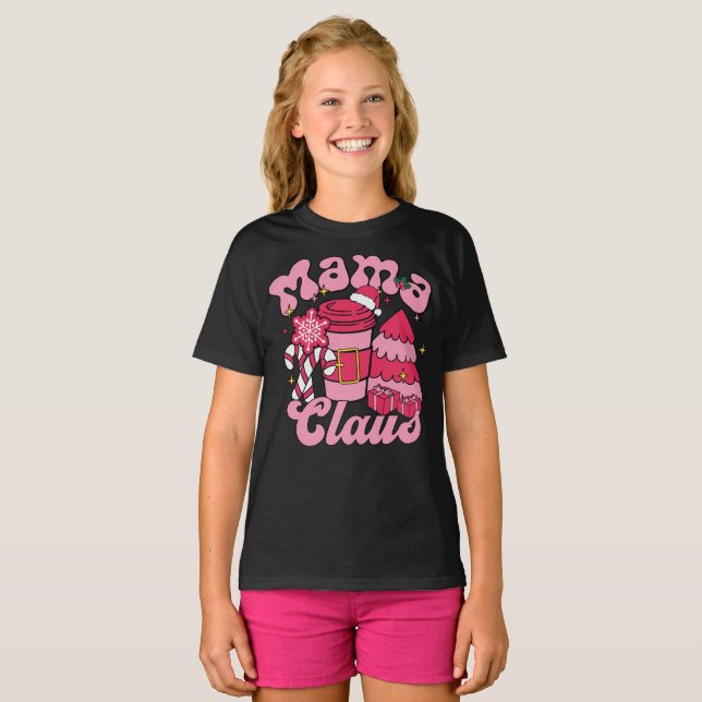 Mama Claus Santa Funny Christmas Pajama Matching T-Shirt (Vorne ganz)