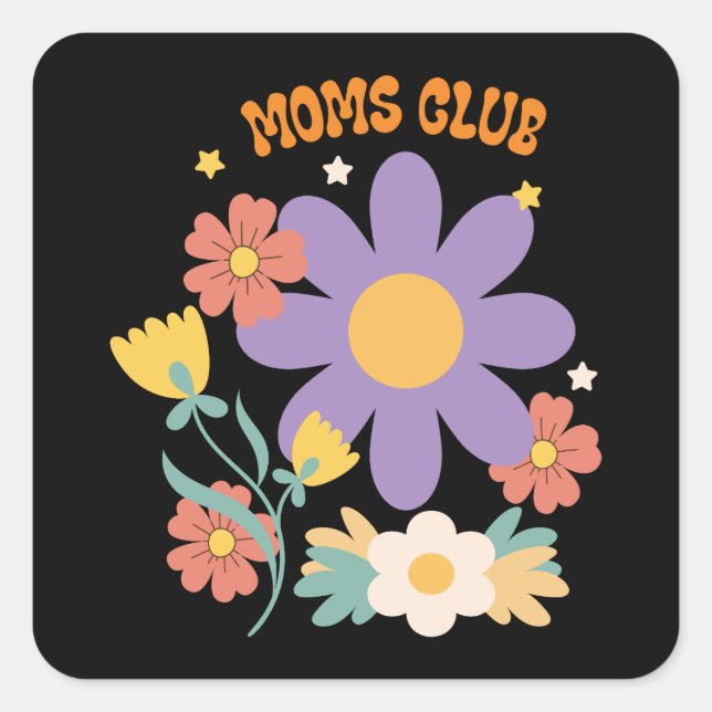 Mama Club Quadratischer Aufkleber (Vorderseite)