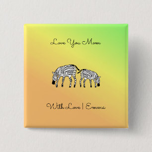 Mama Colorful Niedlich und glücklich Kenyan Zebras Button