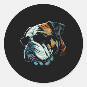 Mama Cool Hunde Sonnenbrille - English Bulldog Runder Aufkleber