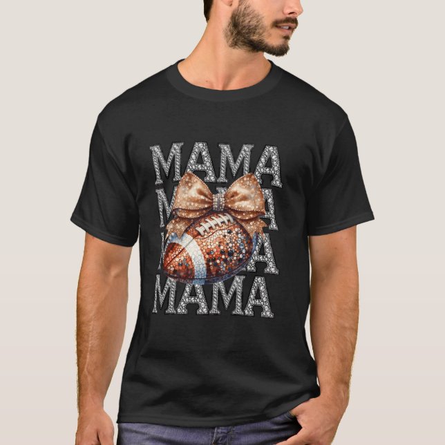 Mama Coquette Bow American Football Game Day Danke T-Shirt (Vorderseite)