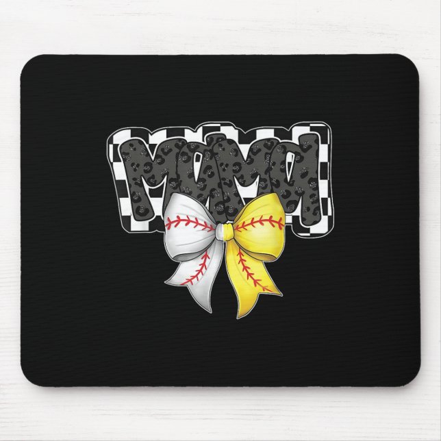 Mama Coquette Bow Game Day Baseball Softball Cheer Mousepad (Vorne)