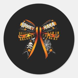 Mama Coquette Bow Pumpkin Niedlich Halloween Women Runder Aufkleber