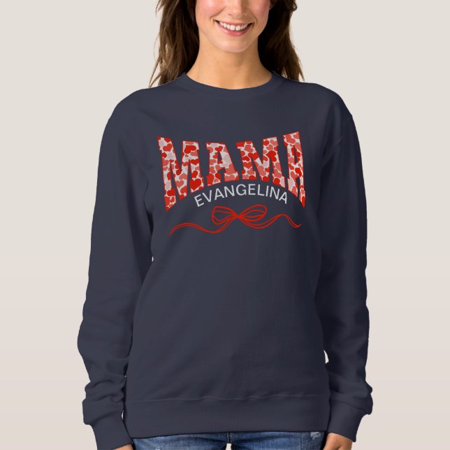 MAMA Coquette Red Hearts Personalisiert Sweatshirt (Vorderseite)