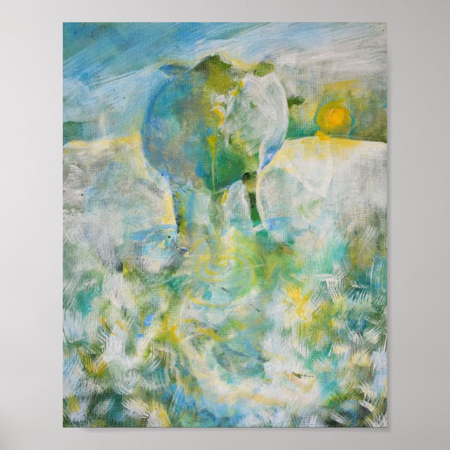 Mama Cow in the Country Blue Archival Poster (Vorne)