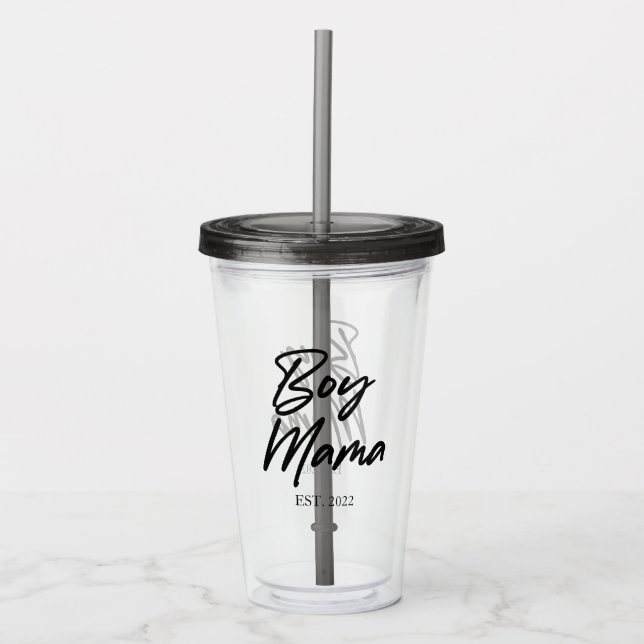 Mama Custom Est. Jahr Minimale Mama Mutter Mama Acryltrinkbecher (Vorderseite)