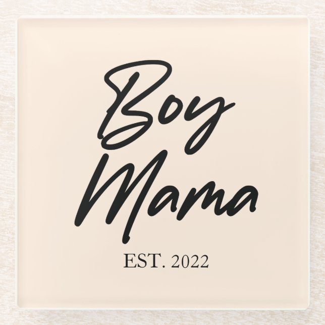 Mama Custom Est. Jahr Minimale Mama Mutter Mama Glasuntersetzer (Vorderseite)